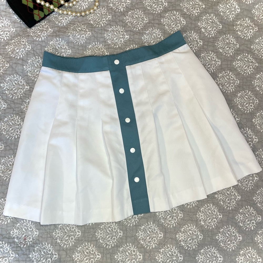Vintage TAIL White Pleated Tennis Skirt with Teal Trim